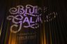 Logo de la Gala de BLUE Missions proyectado sobre las cortinas del escenario